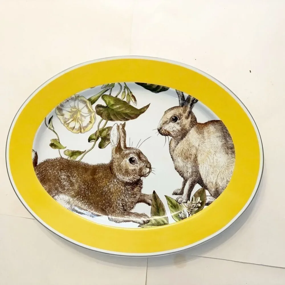 Williams Sonoma Spring Bunny Serving Platter 17” Ceramic Easter Rabbit